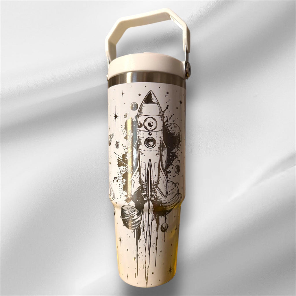 30z Astronaut Tumbler |  Laser Engraved Tumbler | Handle, Lid and Straw Included
