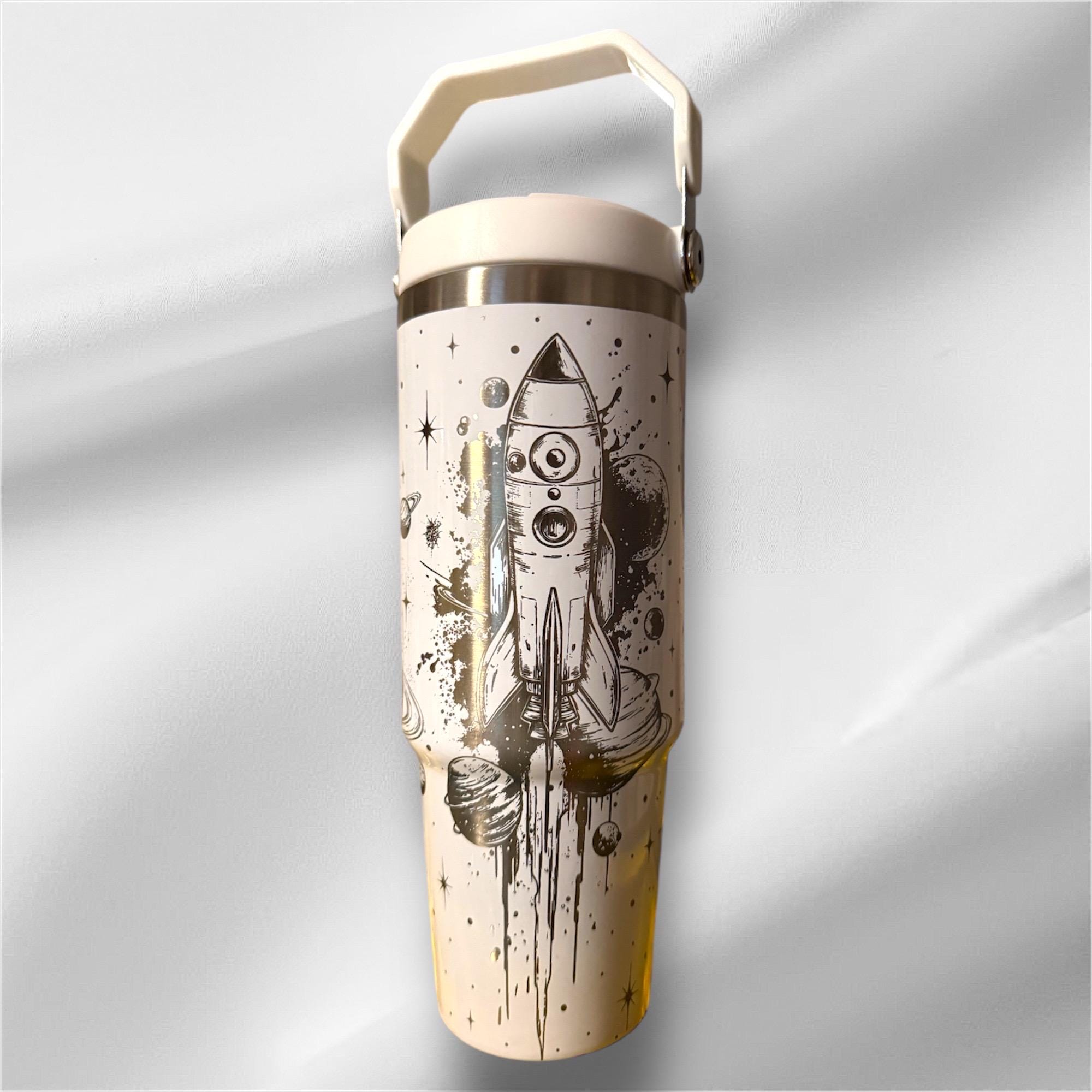 30z Astronaut Tumbler |  Laser Engraved Tumbler | Handle, Lid and Straw Included