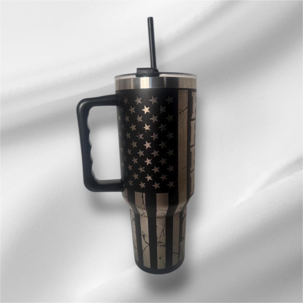 40oz “We the People” Tumbler | Laser Engraved Tumbler | Handle, Lid and Straw Included