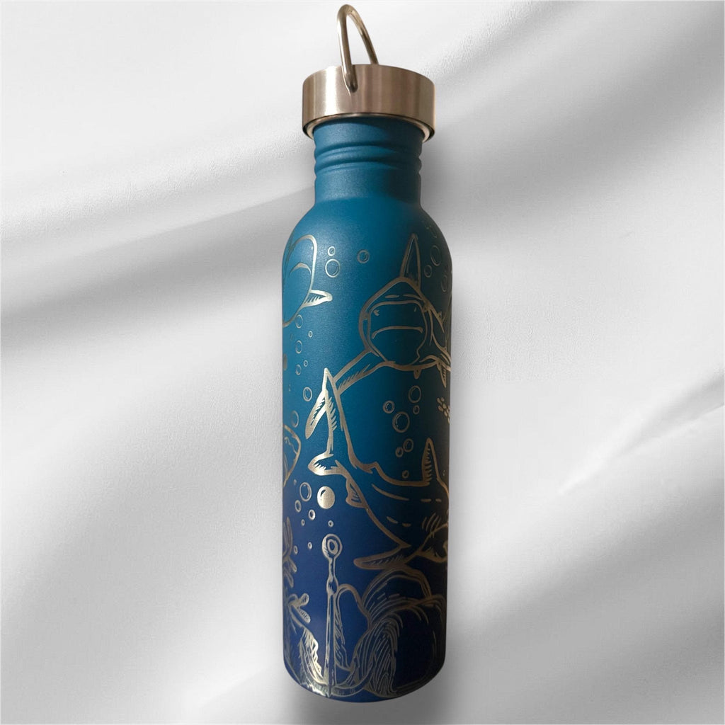 20oz Shark Lover Stainless Steel Bottle | Laser Engraved Bottle