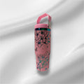 30z Rainbow Accent Cherry Blossom Tumbler | Laser Engraved Tumbler | Handle, Lid and Straw Included