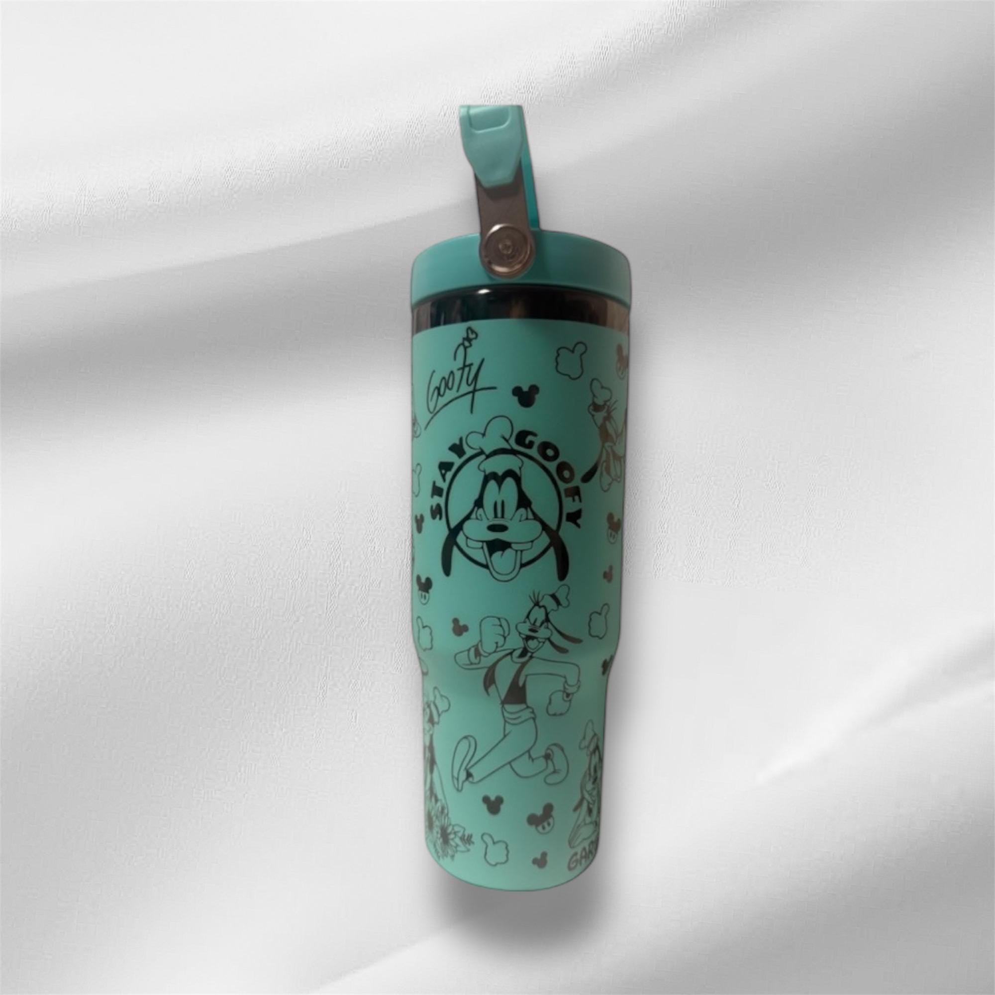 30z Black Plated Goofy Tumbler | Laser Engraved Tumbler | Handle, Lid and Straw Included
