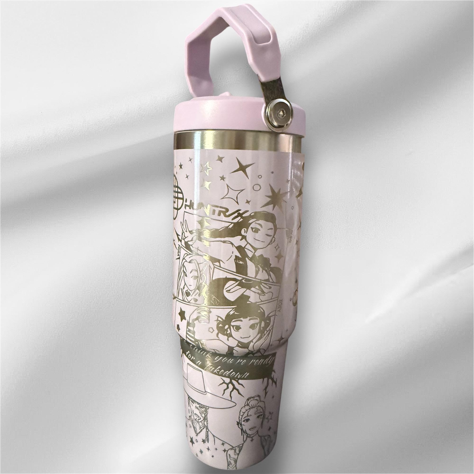 30z K-POP Tumbler |  Laser Engraved Tumbler | Handle, Lid and Straw Included