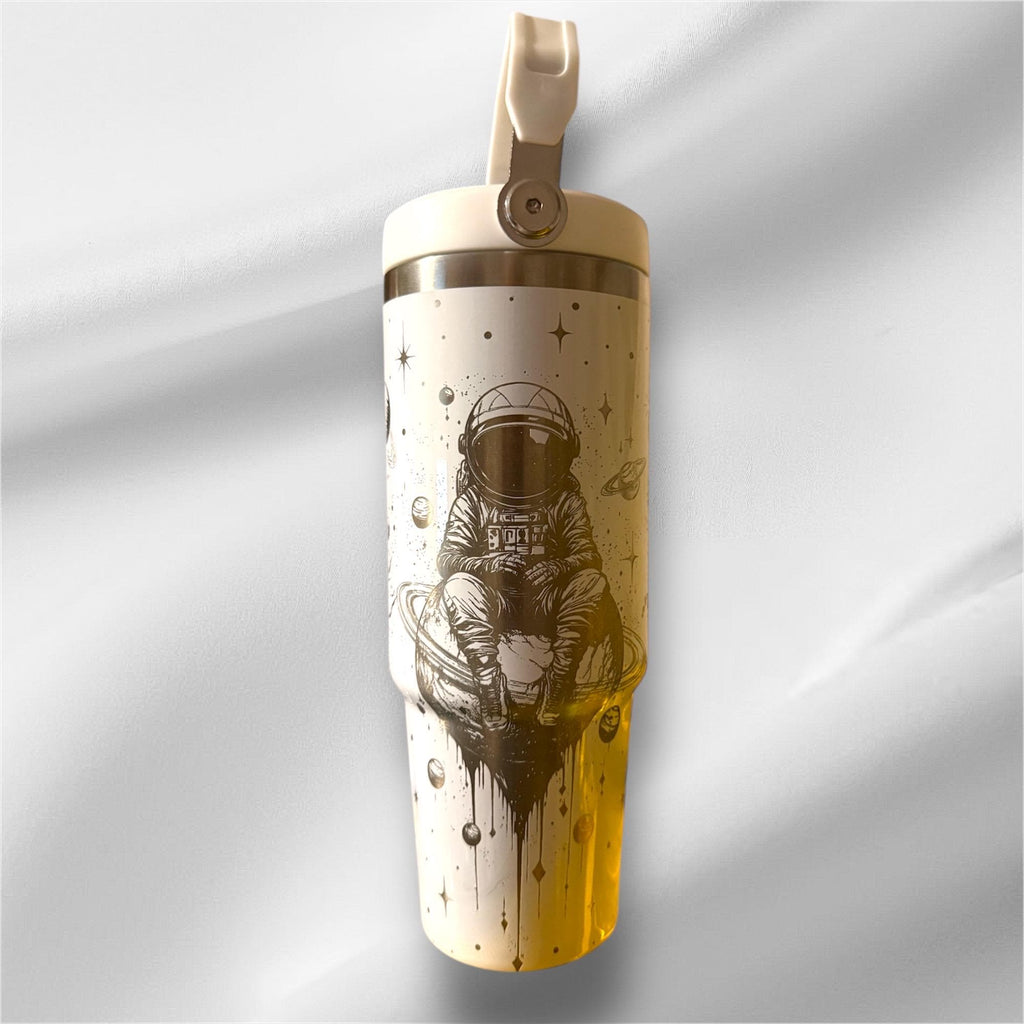 30z Astronaut Tumbler |  Laser Engraved Tumbler | Handle, Lid and Straw Included