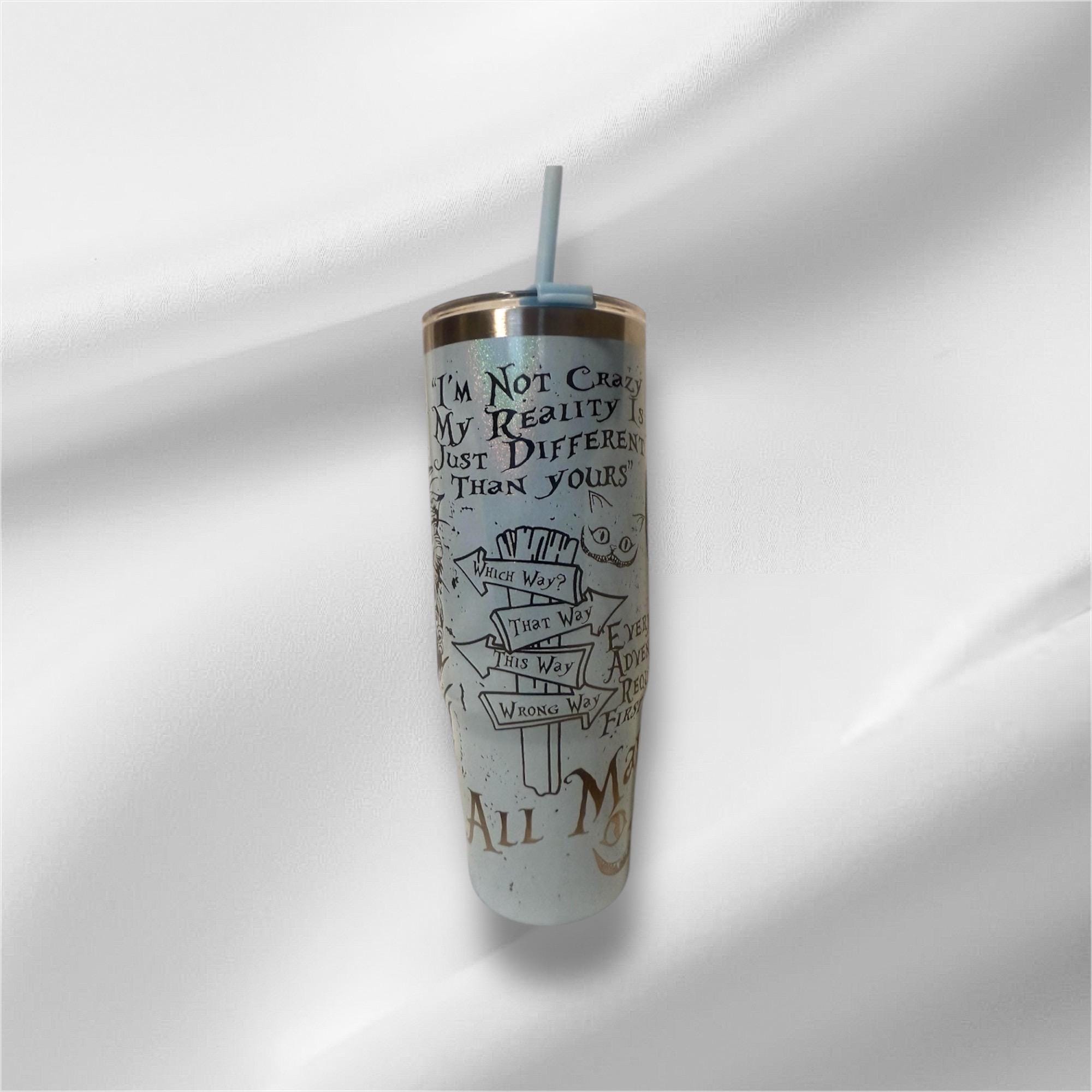 30z Alice in Wonderland Tumbler | Laser Engraved Tumbler | Handle, Lid and Straw Included