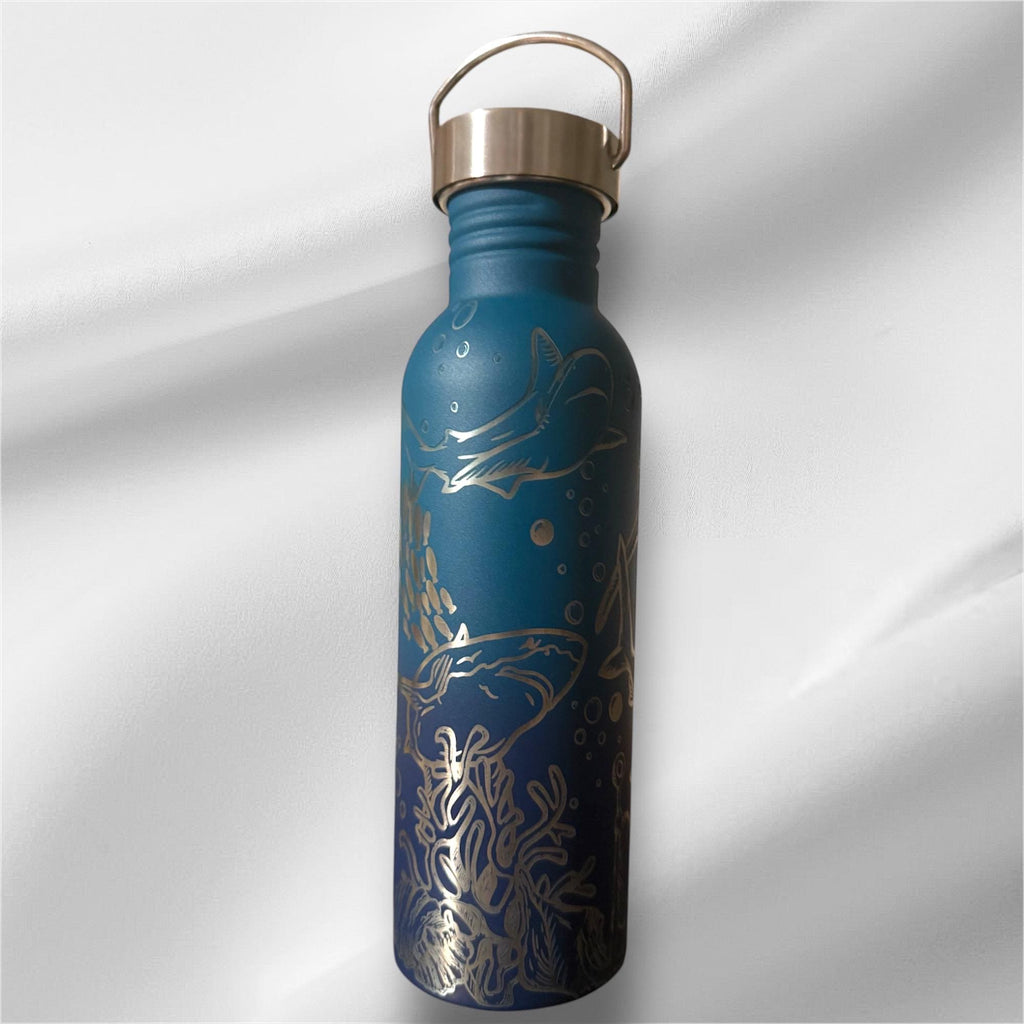 20oz Shark Lover Stainless Steel Bottle | Laser Engraved Bottle