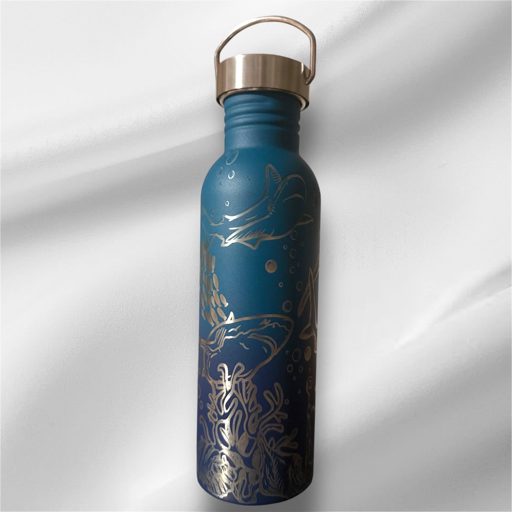 20oz Shark Lover Stainless Steel Bottle | Laser Engraved Bottle