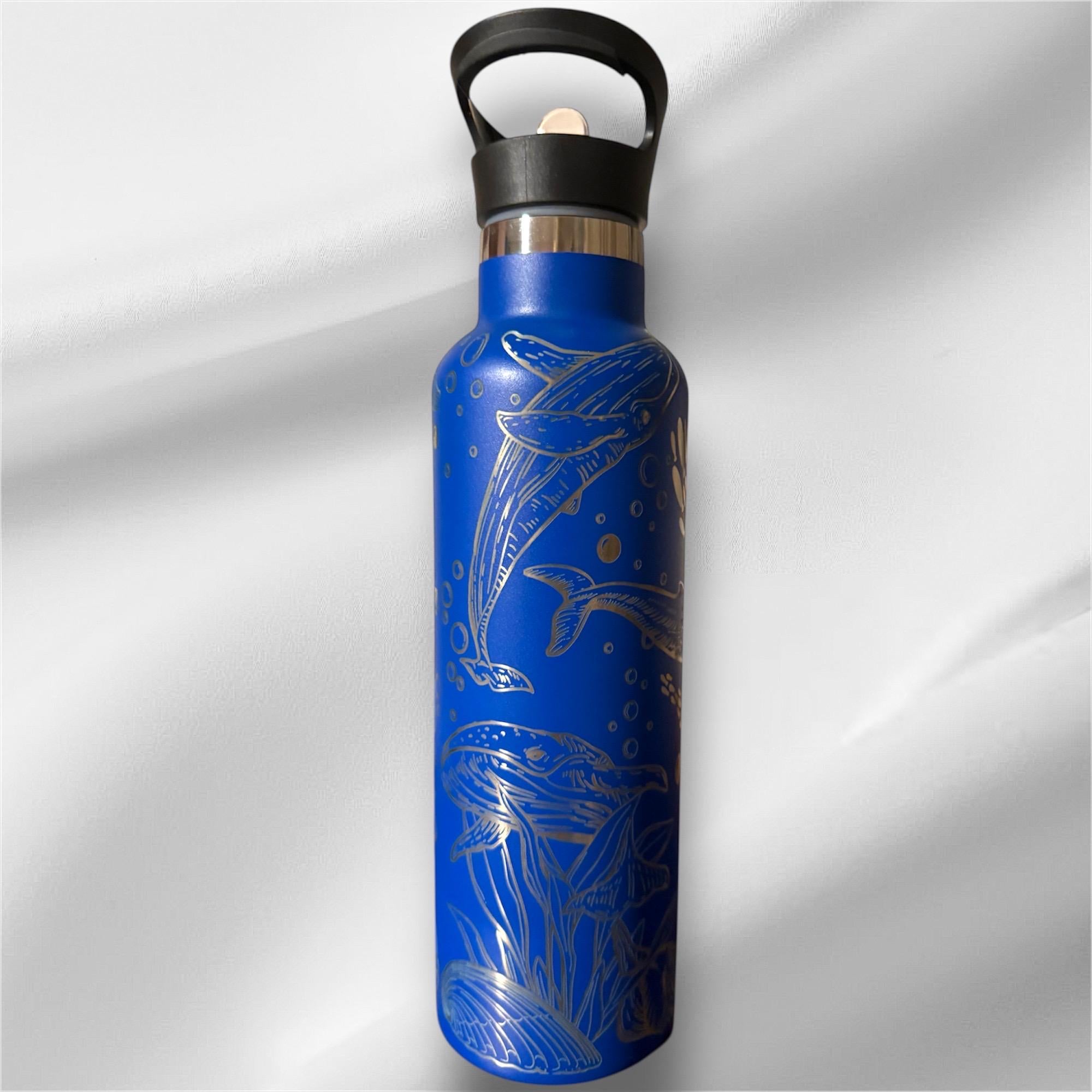 20oz Whale Lover Stainless Steel Bottle | Laser Engraved Bottle