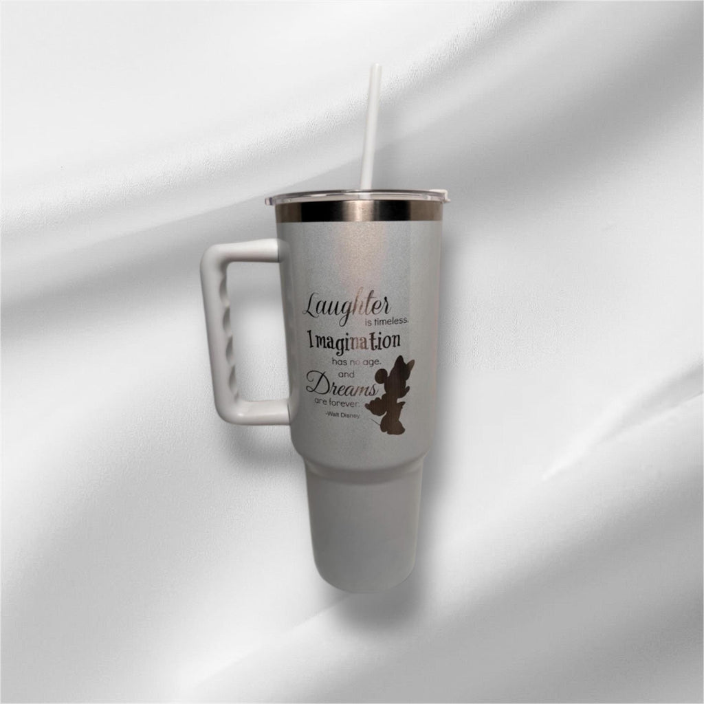 40z Disney Pearlized Tumbler | Laser Engraved Tumbler | Handle, Lid and Straw Included