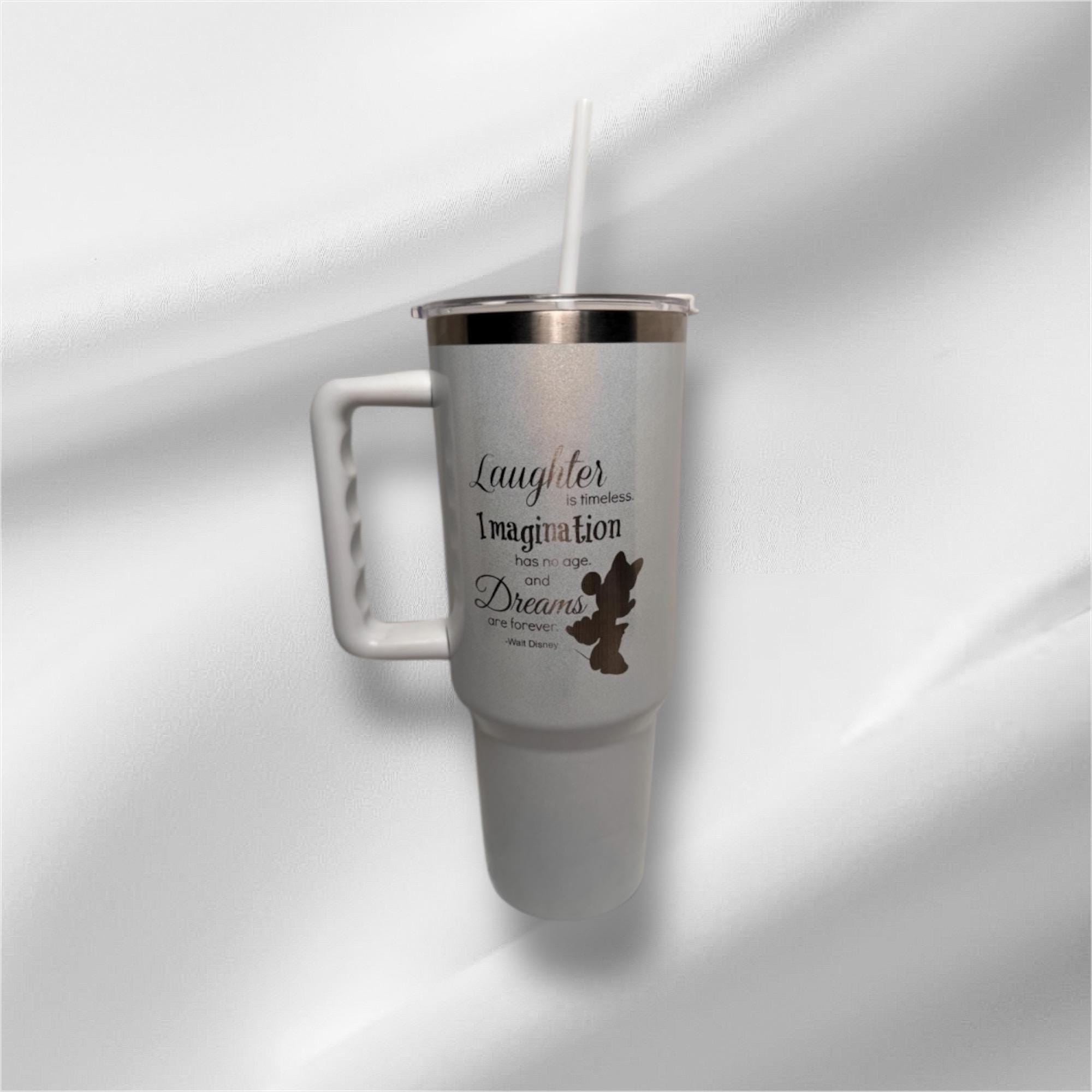 40z Disney Pearlized Tumbler | Laser Engraved Tumbler | Handle, Lid and Straw Included