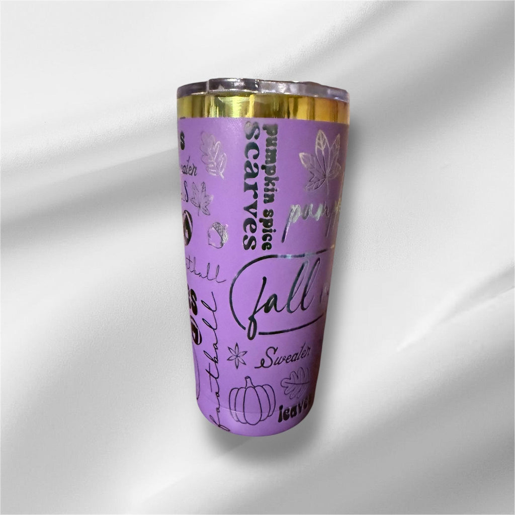 20oz Fall Rainbow Plated Tumbler | Laser Engraved Tumbler