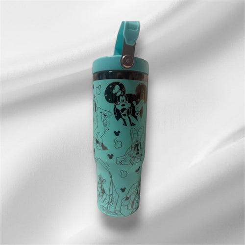 30z Black Plated Goofy Tumbler | Laser Engraved Tumbler | Handle, Lid and Straw Included