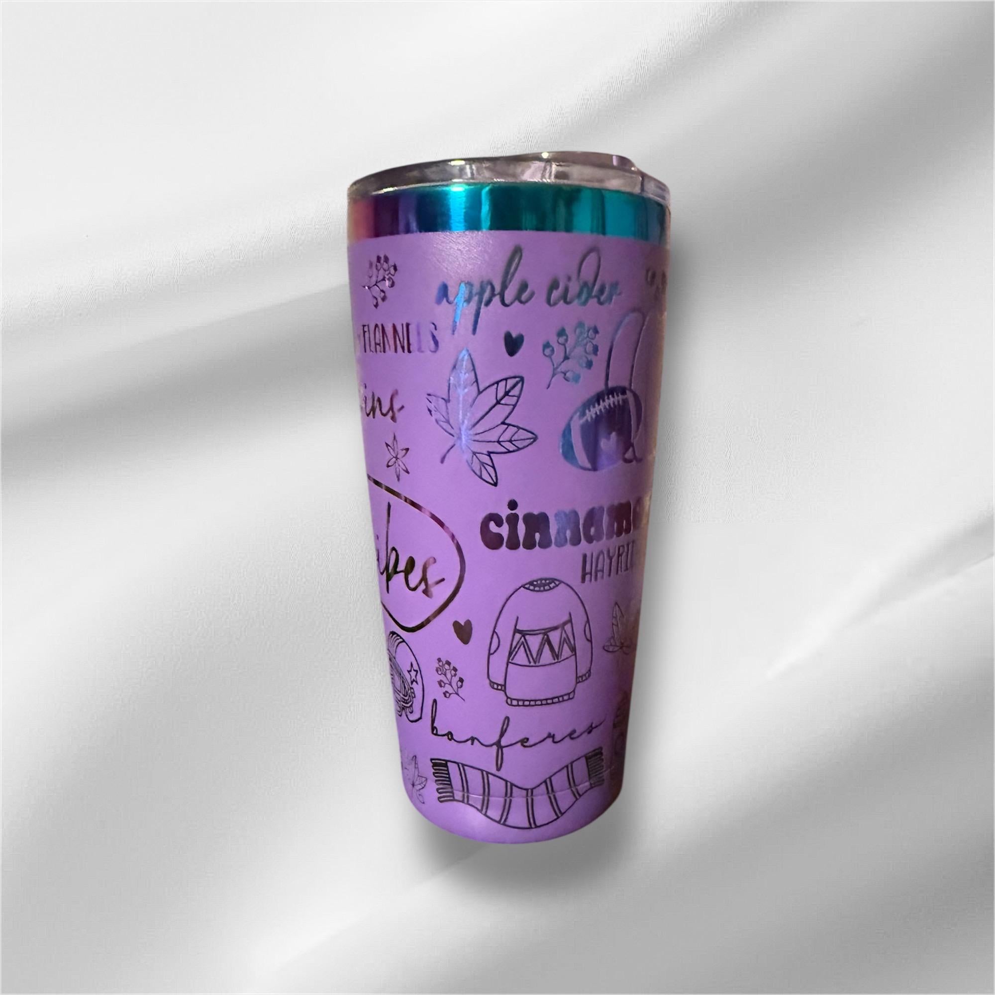20oz Fall Rainbow Plated Tumbler | Laser Engraved Tumbler