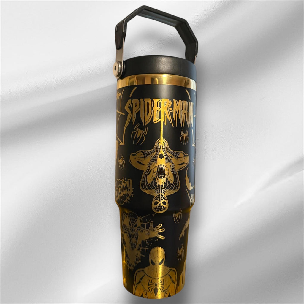 Spider-Man Tumbler | 30oz Gold Laser Engraved Cup
