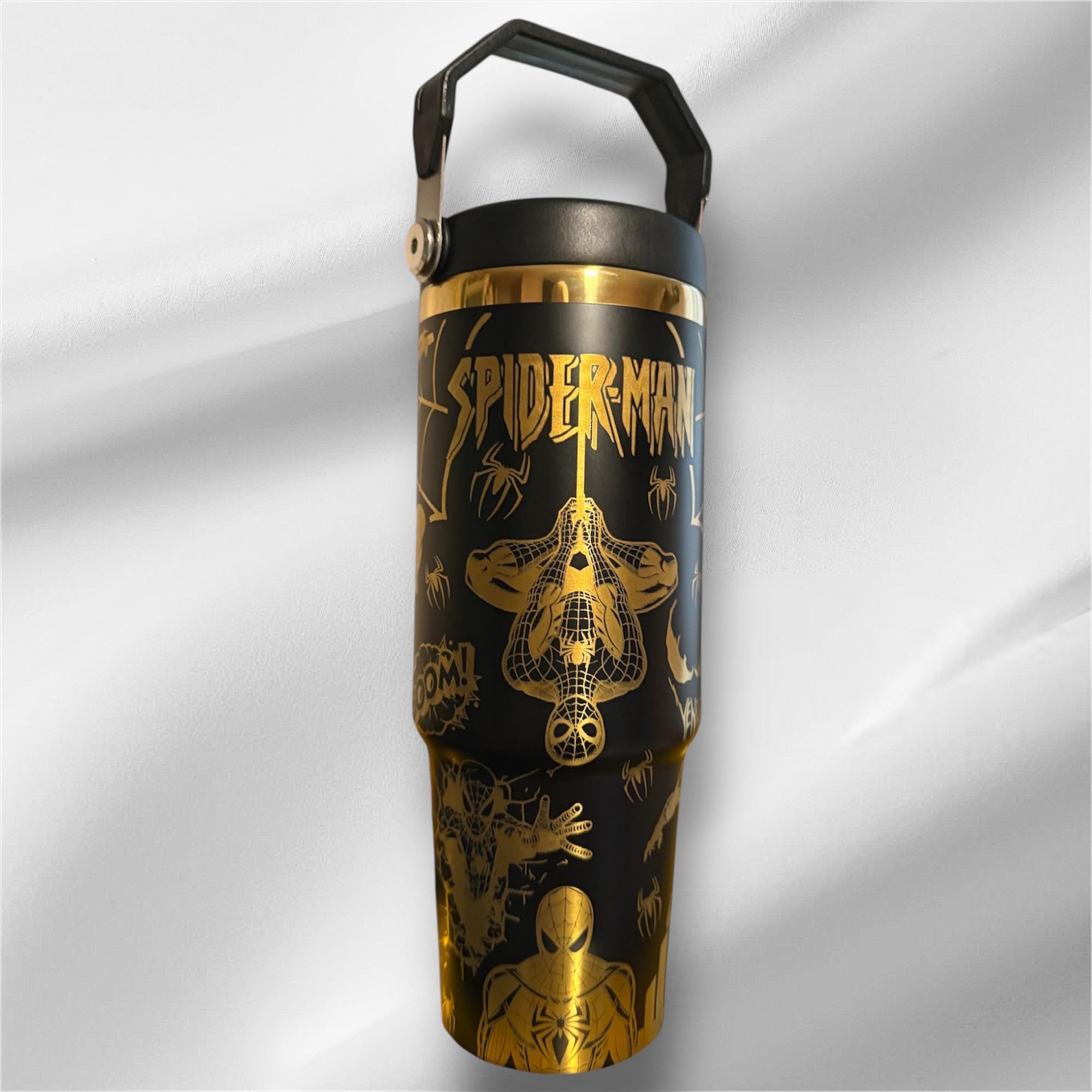 Spider-Man Tumbler | 30oz Gold Laser Engraved Cup