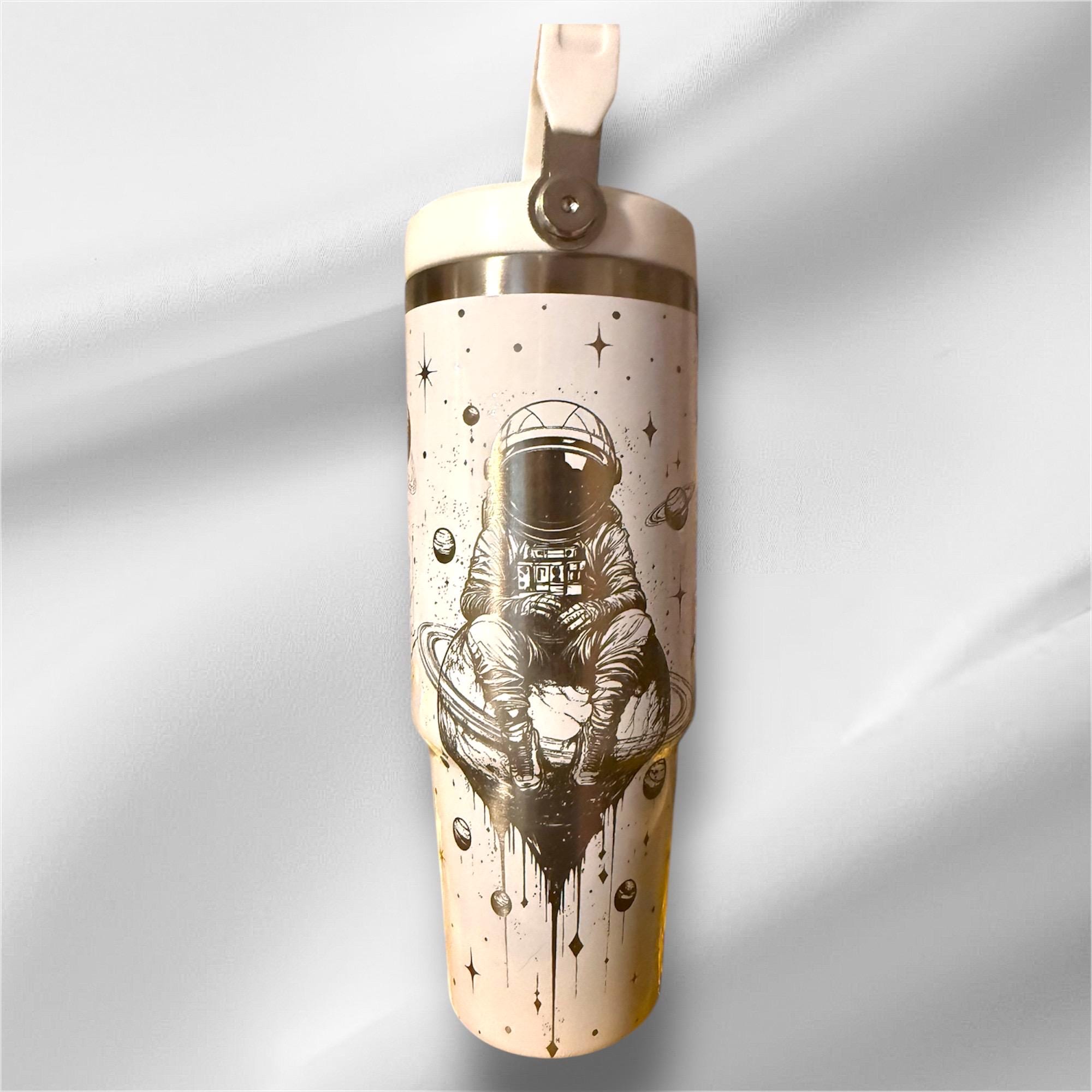 30z Astronaut Tumbler |  Laser Engraved Tumbler | Handle, Lid and Straw Included