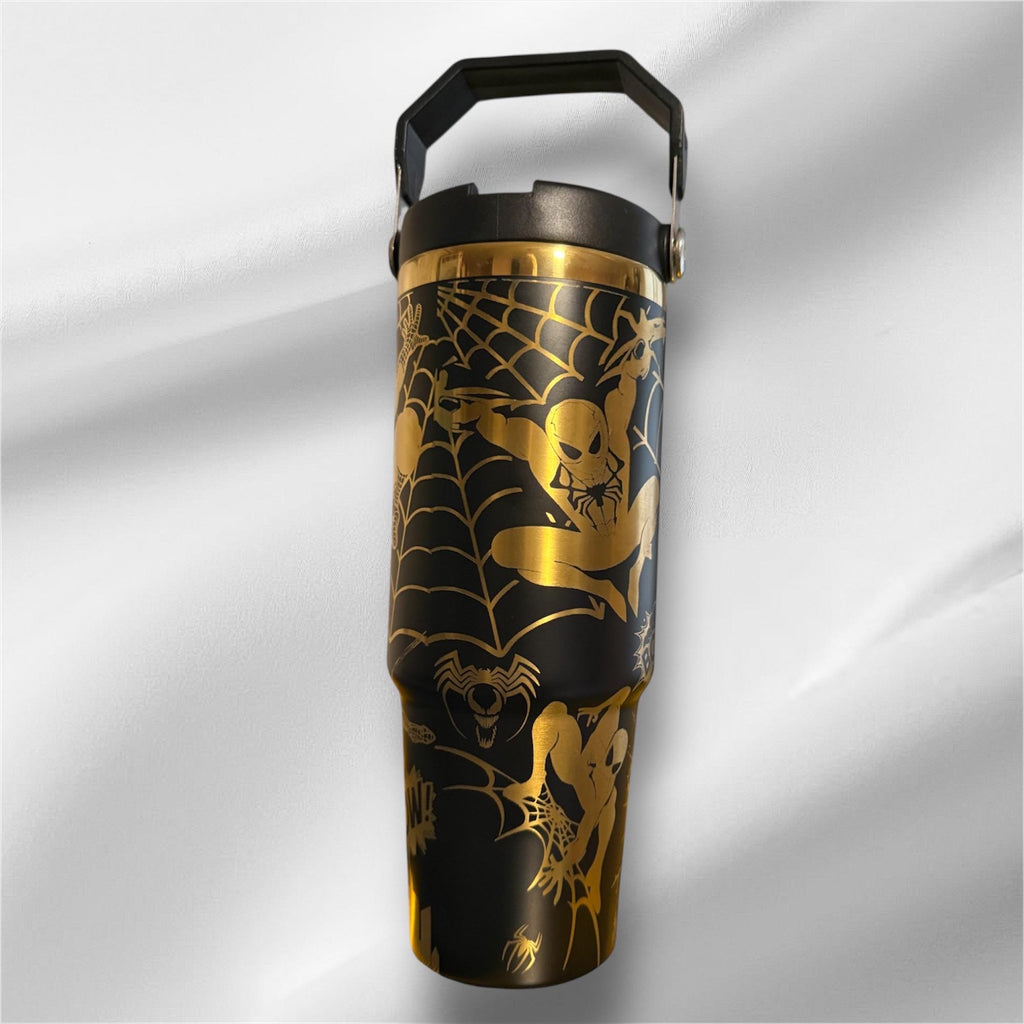 Spider-Man Tumbler | 30oz Gold Laser Engraved Cup