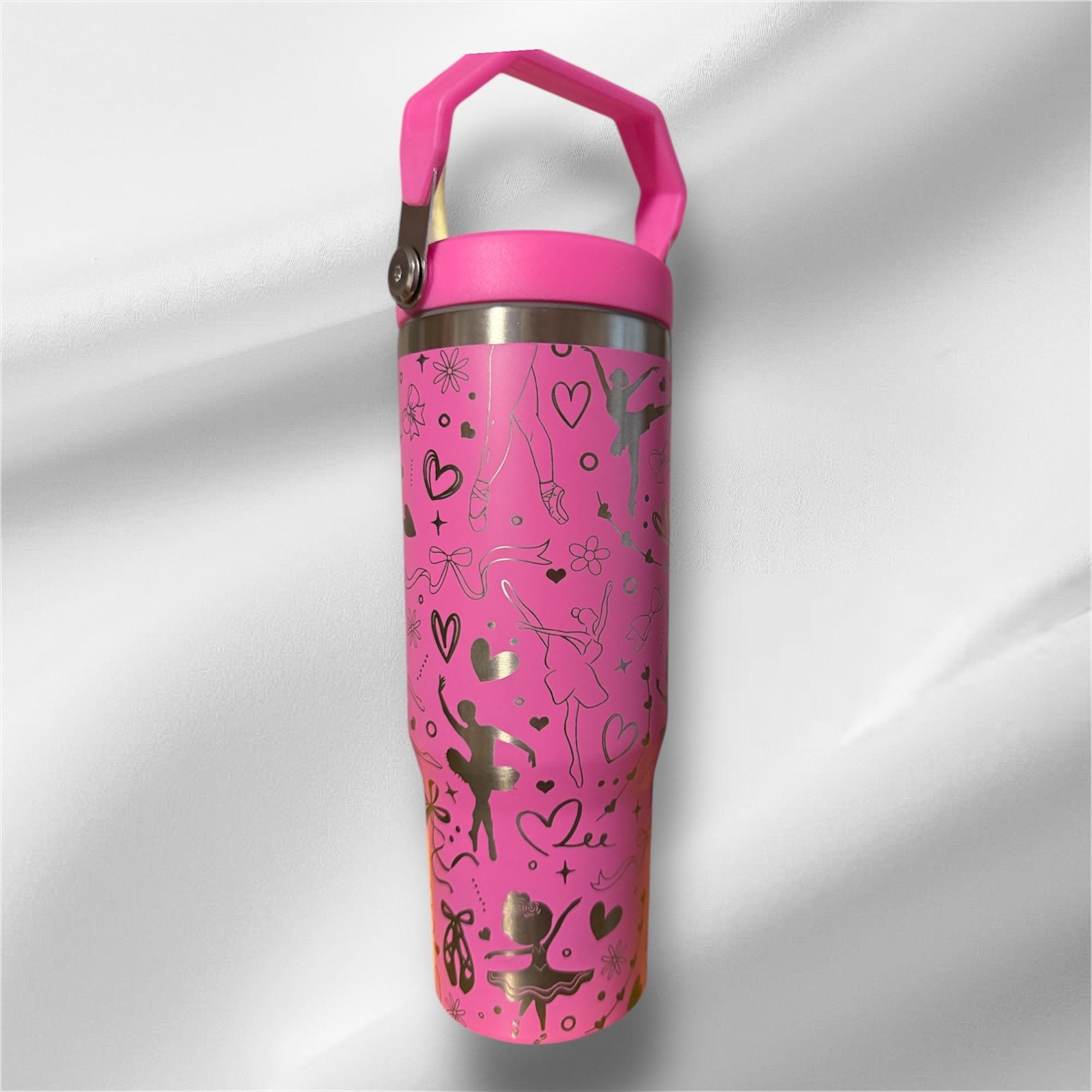 30z Ballerina Tumbler |  Laser Engraved Tumbler | Handle, Lid and Straw Included