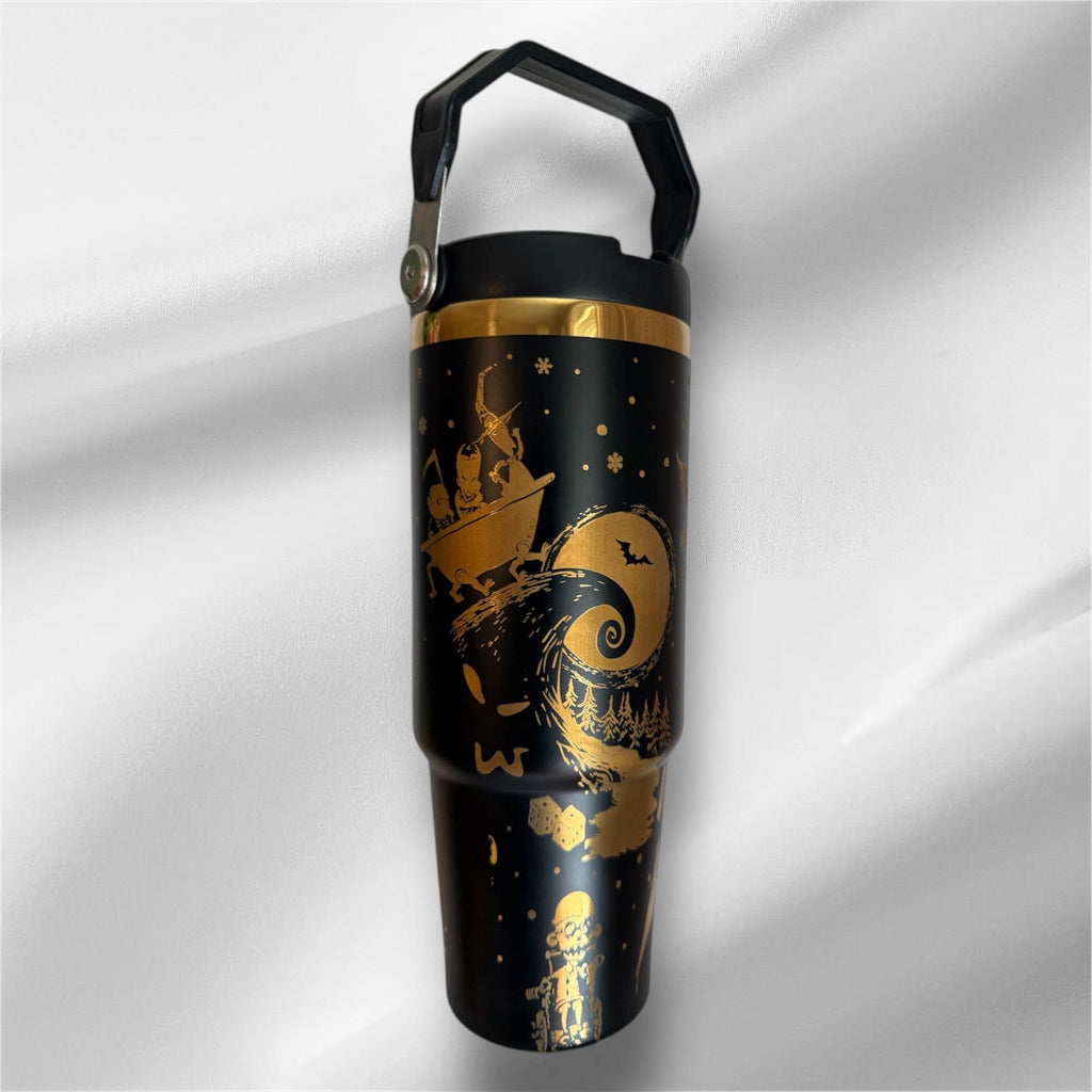 Nightmare Before Christmas Tumbler | 30oz Gold Laser Engraved Cup
