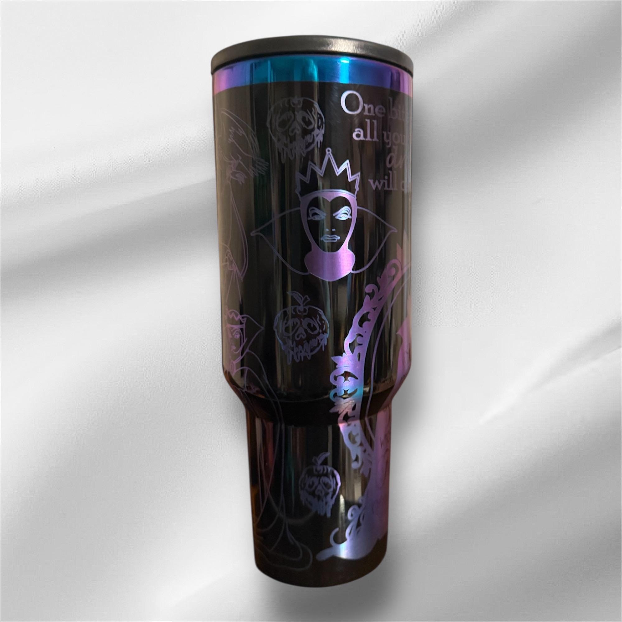 Maleficent Evil Witch Tumbler: Laser Engraved 40 oz with Lid and Straw