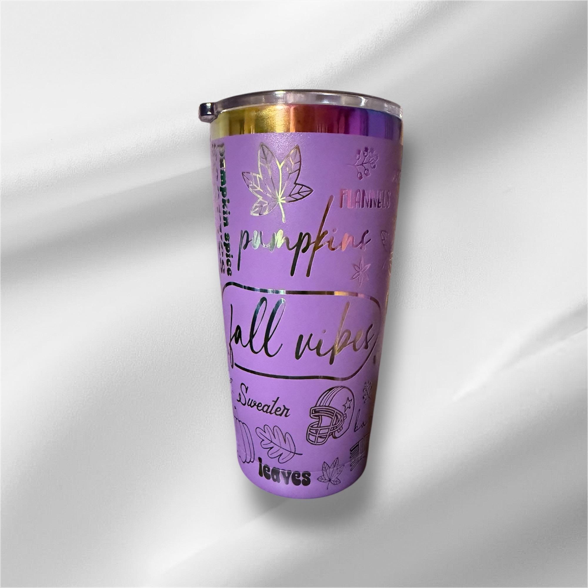 20oz Fall Rainbow Plated Tumbler | Laser Engraved Tumbler