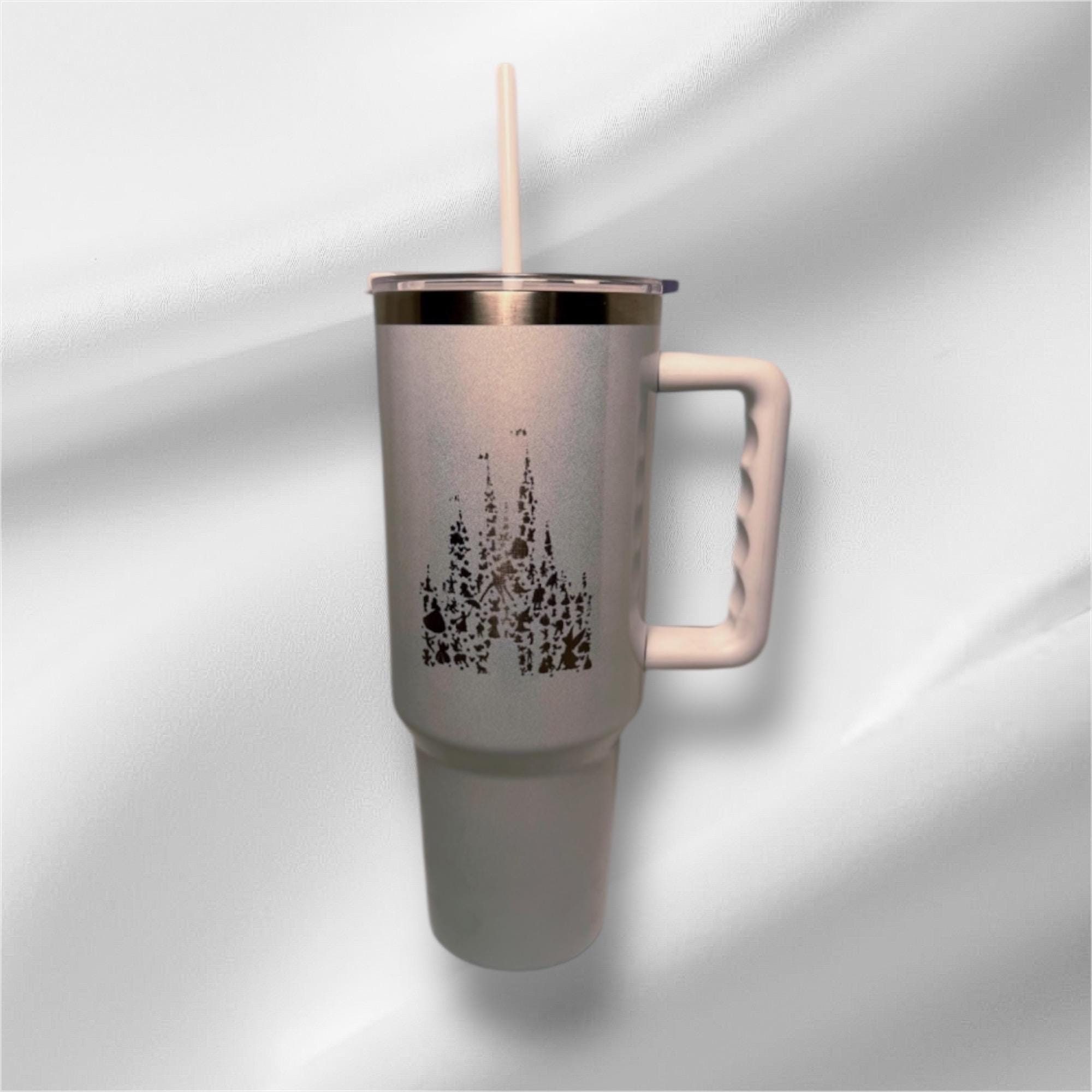 40z Disney Pearlized Tumbler | Laser Engraved Tumbler | Handle, Lid and Straw Included