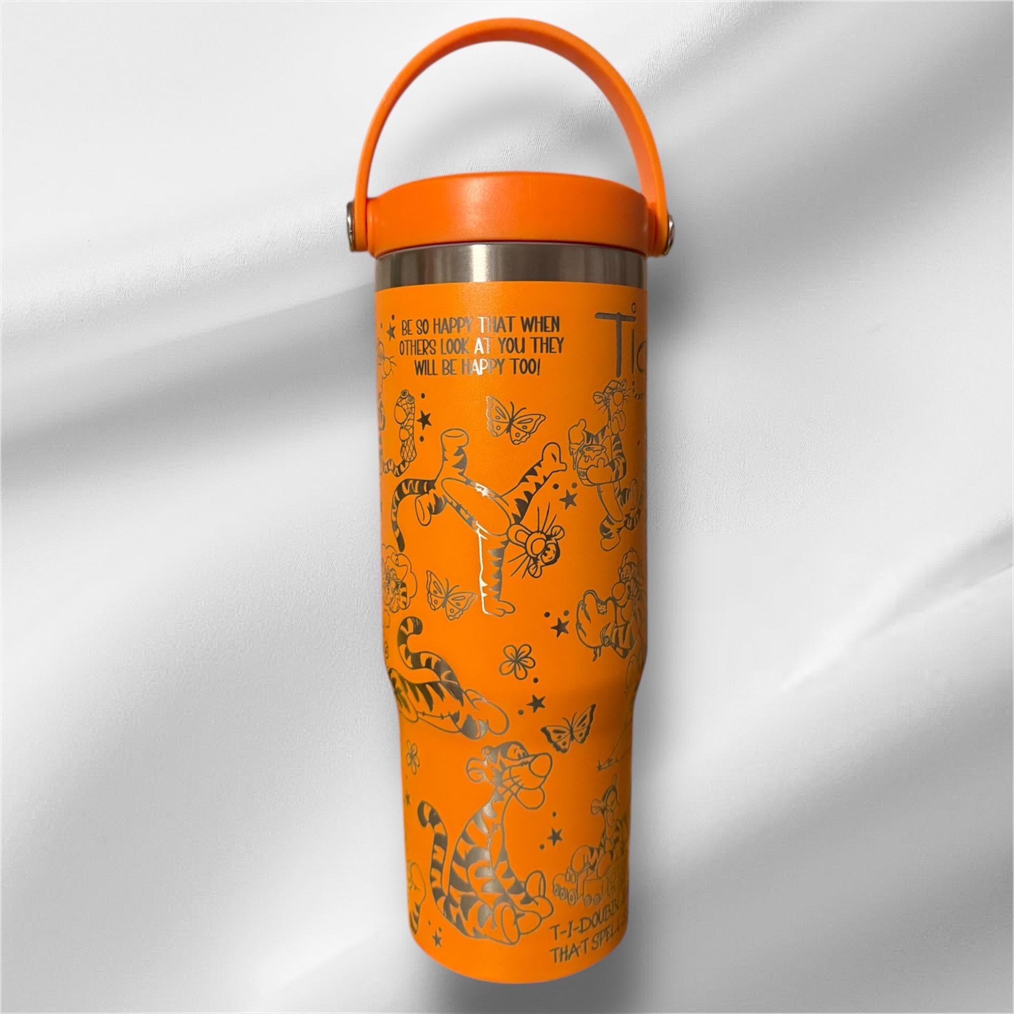 30z Tigger from Winnie the Pooh Tumbler |  Laser Engraved Tumbler | Handle, Lid and Straw Included