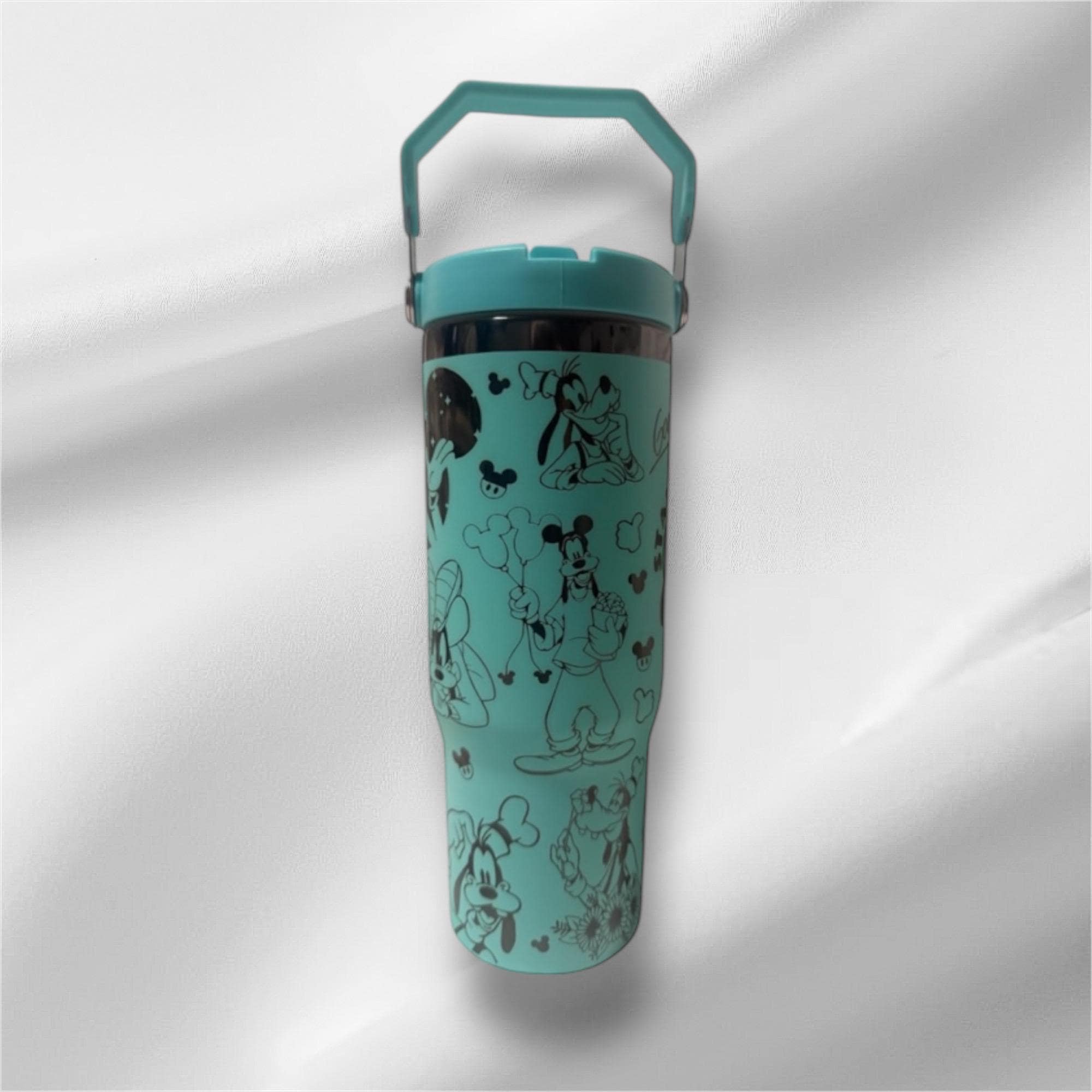 30z Black Plated Goofy Tumbler | Laser Engraved Tumbler | Handle, Lid and Straw Included